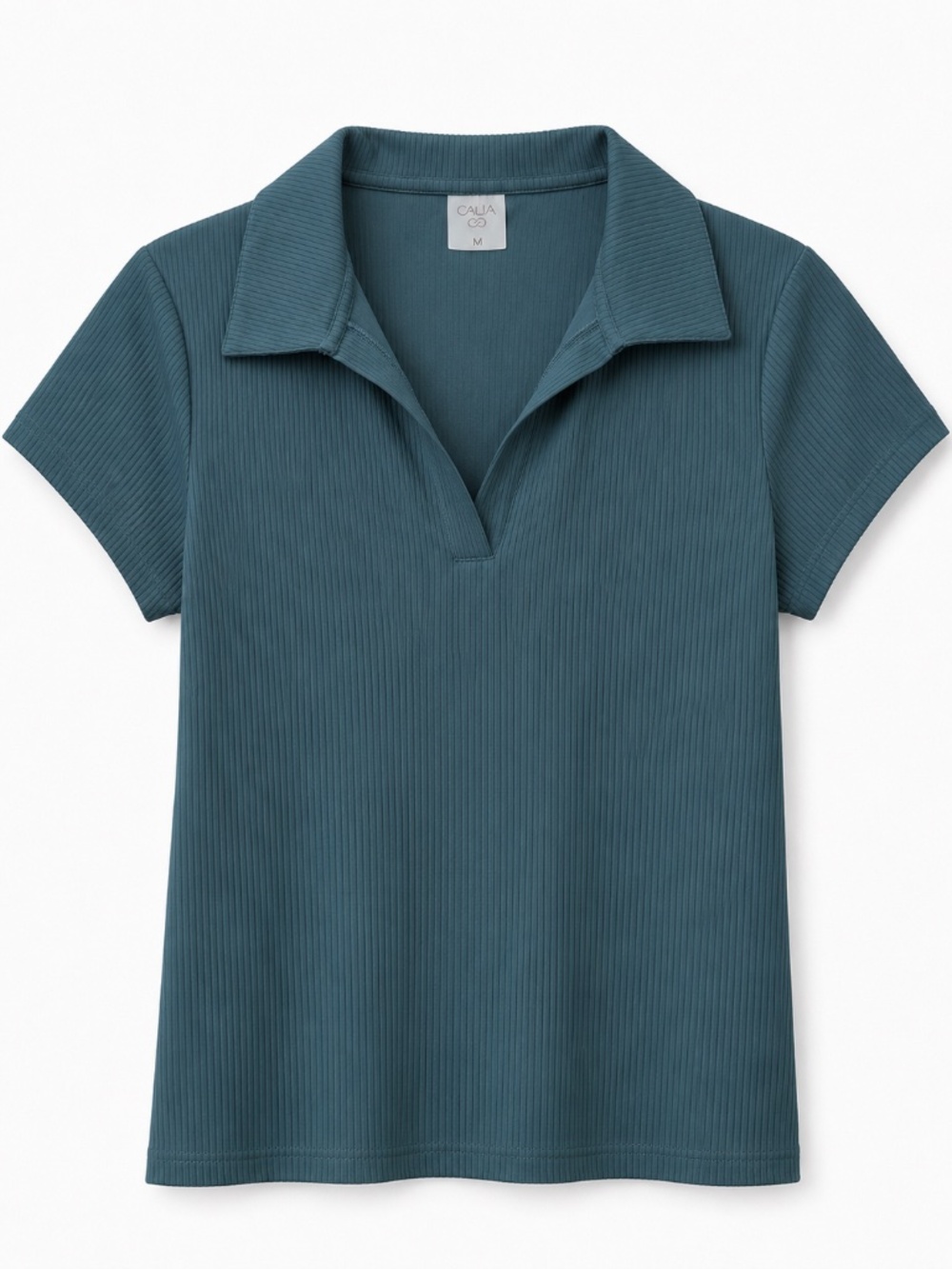 CALIA Women’s Ribbed Johnny Collar Polo